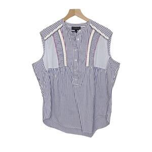 LANE BRYANT Women's Plus Sleeveless Seersucker Popover Tank 18 Beachy Preppy